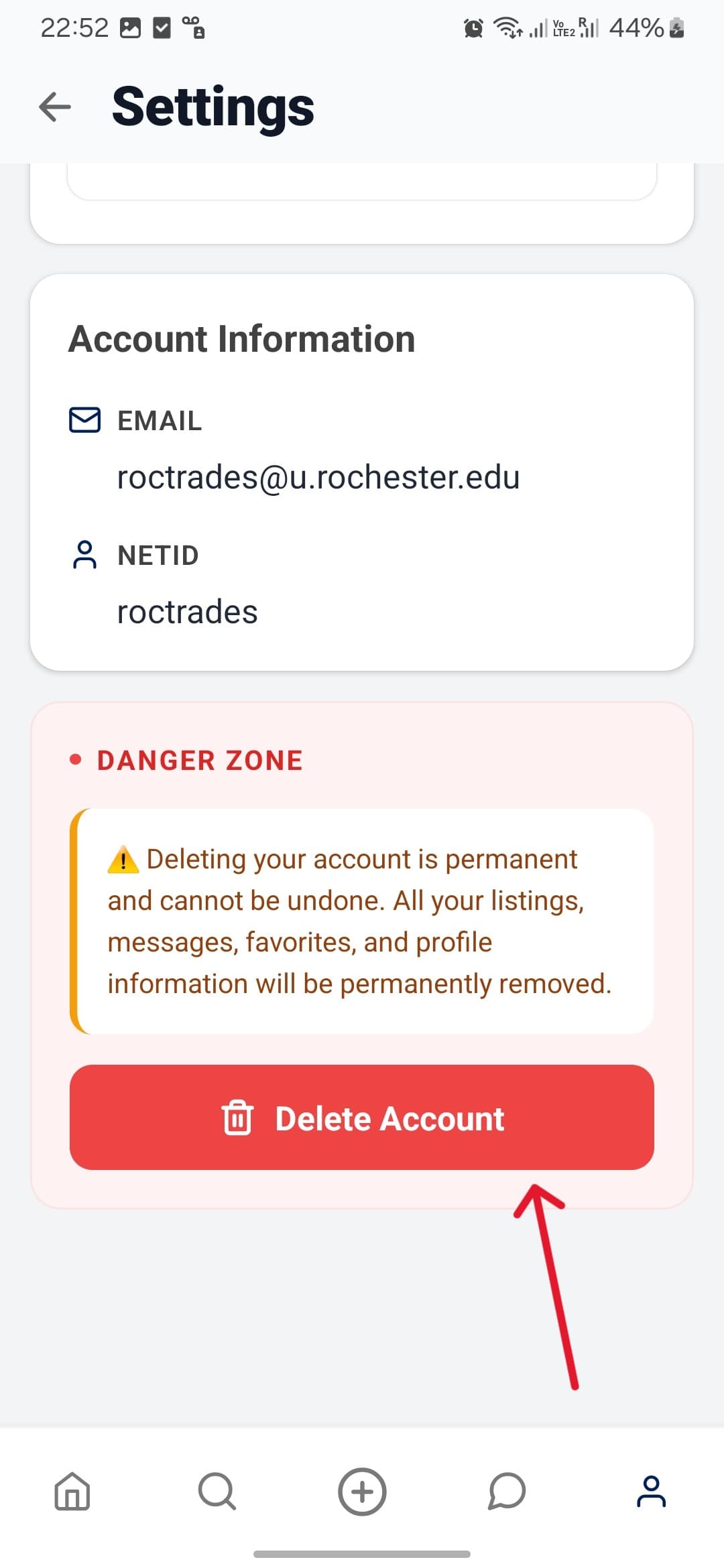 Step 4 — Tap Delete Account